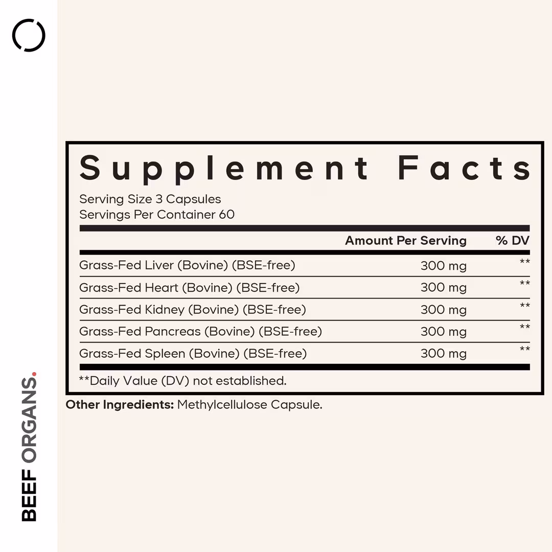 CODEAGE  Grass-Fed Beef Organs Freeze-Dried Glandular Supplement