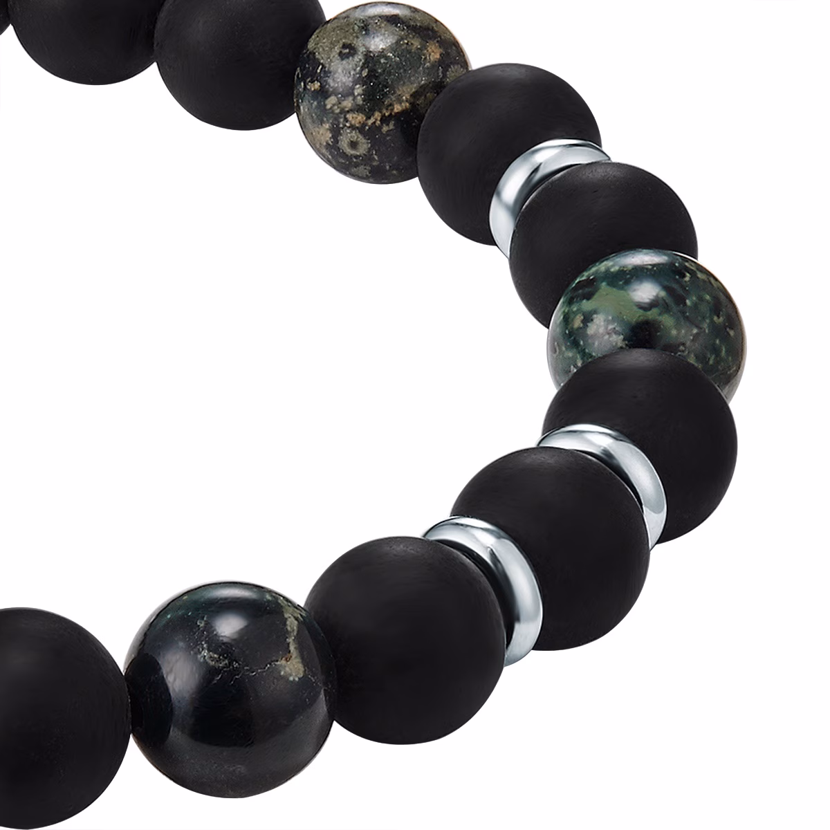 True Rebels Edelsteinarmband für Herren, schwarz/grün, 20,5 cm, Artikelnummer 50060018