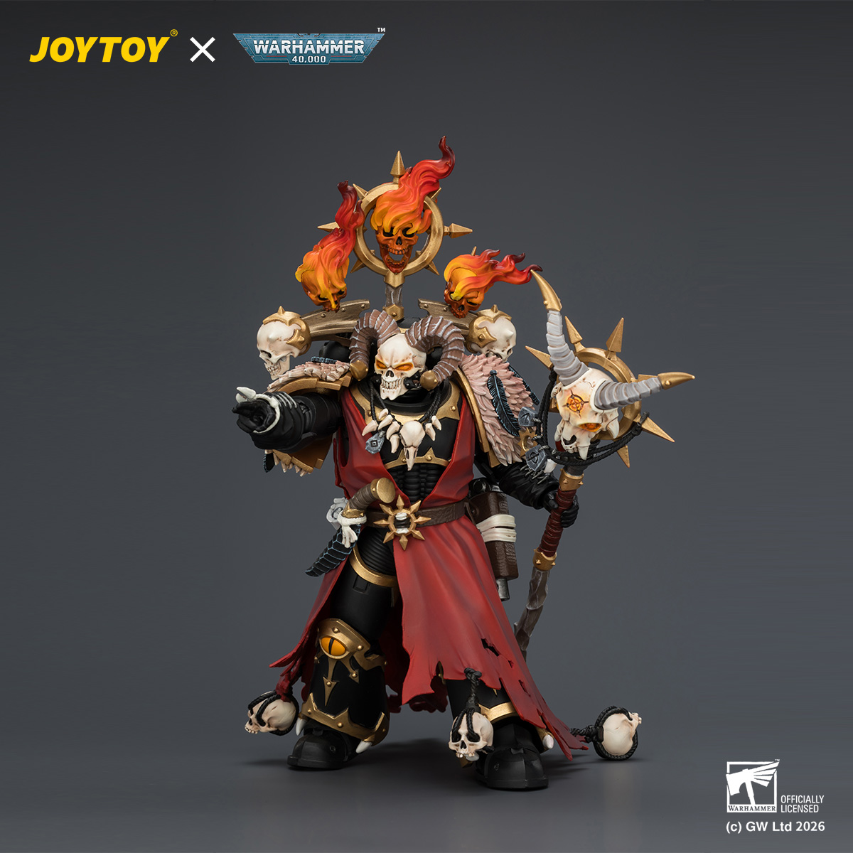 JOYTOY JT04759 Warhammer 40k 1:18 Black Legion Master of Possession with Staff of Possession and Bolt Pistol - JOYTOY WORLD