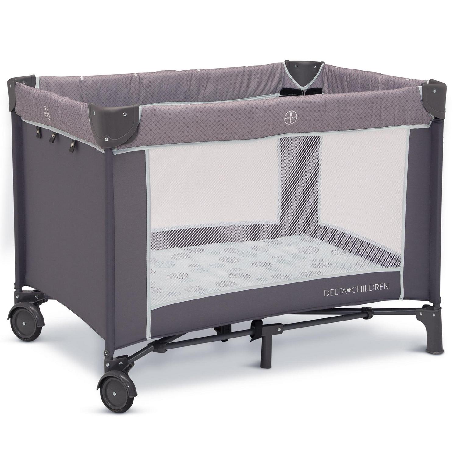 Delta Children LX Deluxe Portable Baby Play Yard With Removable Bassinet and Changing Table. Eclipse