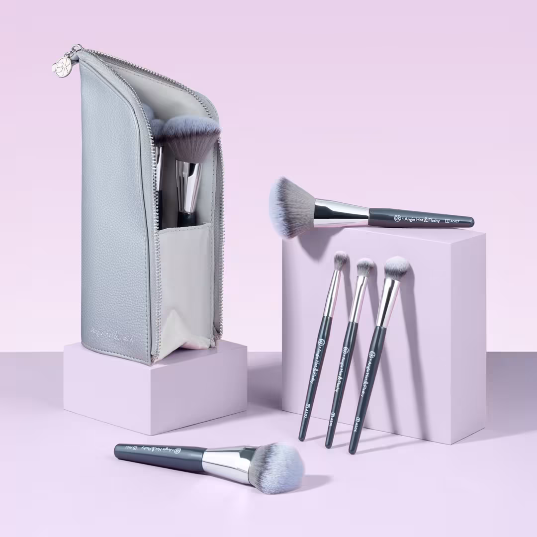 BK Beauty  Angie Hot & Flashy Travel Brush Set with Faux Leather Pouch