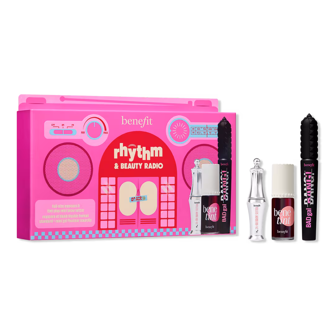 Benefit Cosmetics  Rhythm & Beauty Radio Full-Size & Mini Lash, Brow, Lip & Cheek Bestsellers Trio