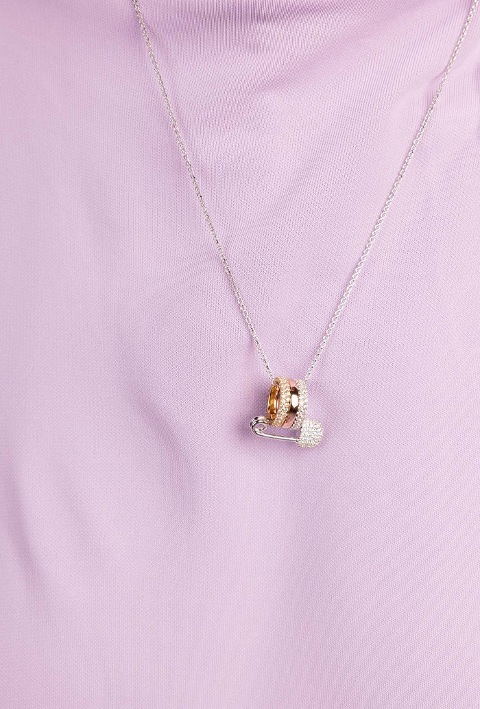 Collana regolabile con spilla da balia multicolor