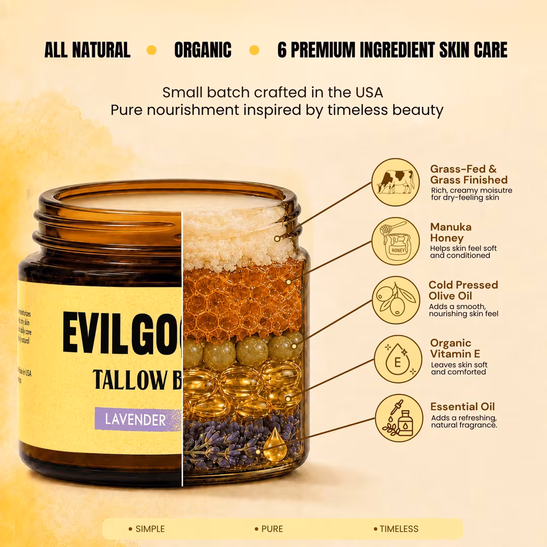 Evil Goods  Grass-Fed Beef Tallow Balm with Manuka Honey