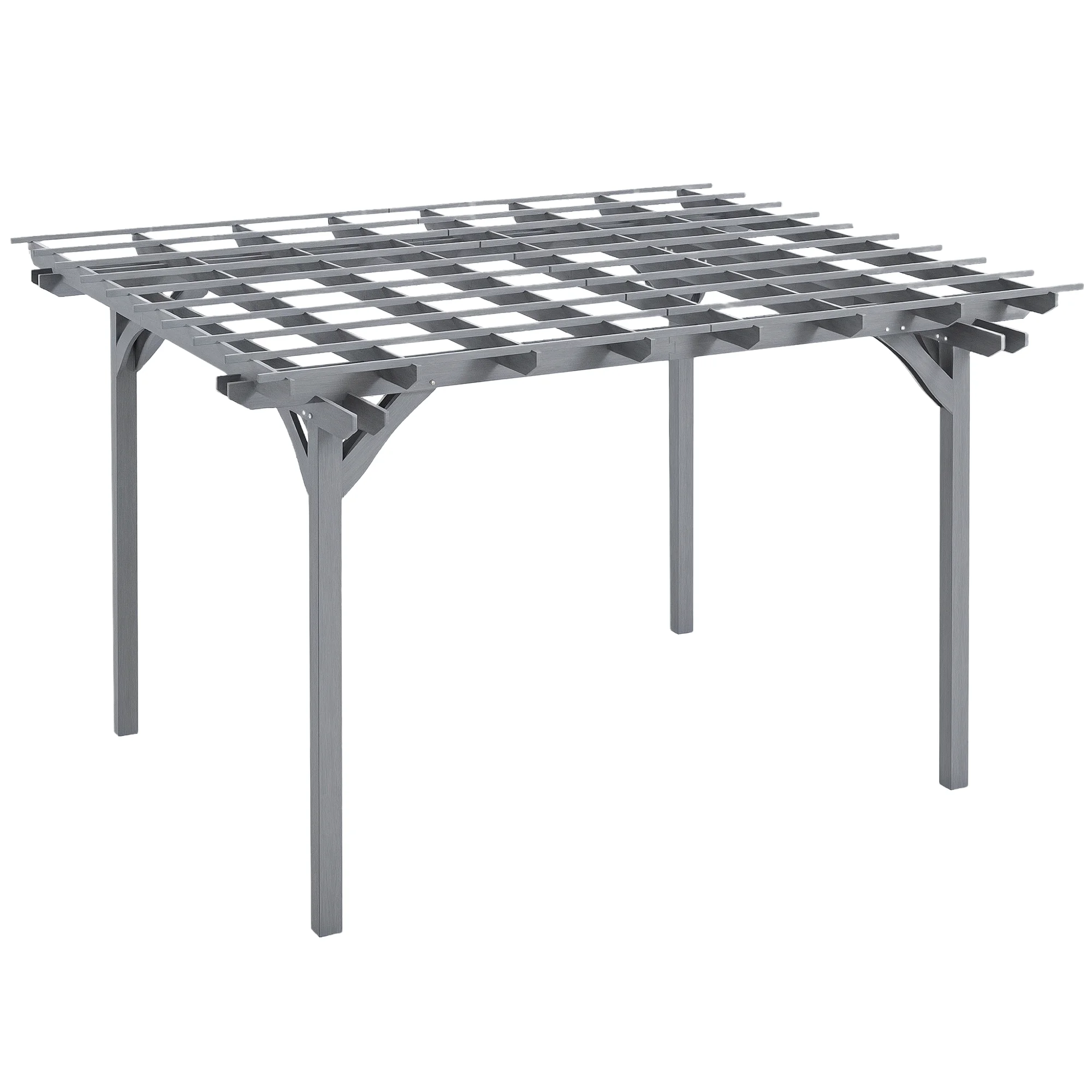 Outsunny 12' x 10' Wooden Pergola Grape Trellis, Outdoor Gazebo for Garden, Patio, Backyard, Deck, Gray