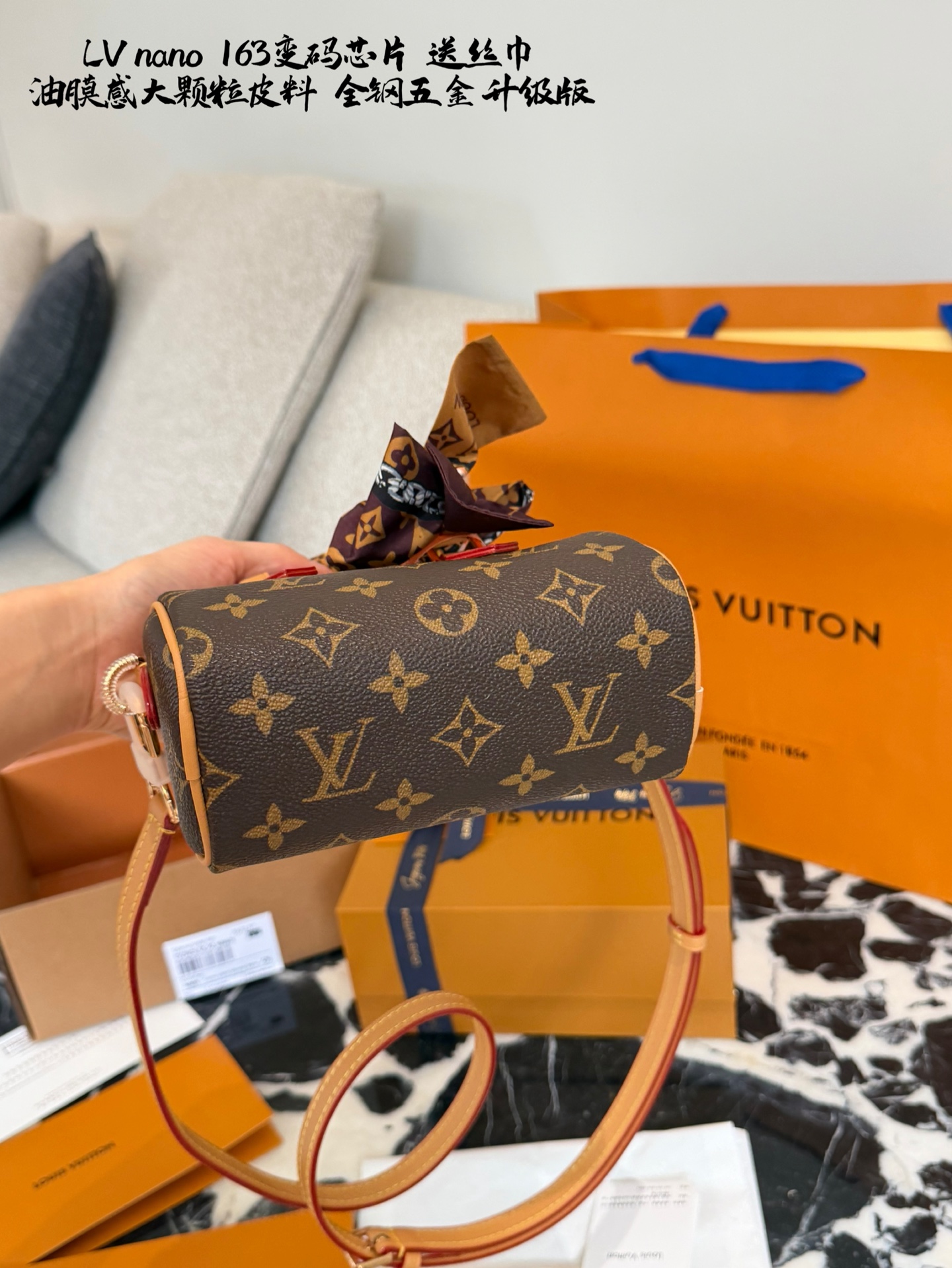 LV Nano Speedy Bag With Scarf
