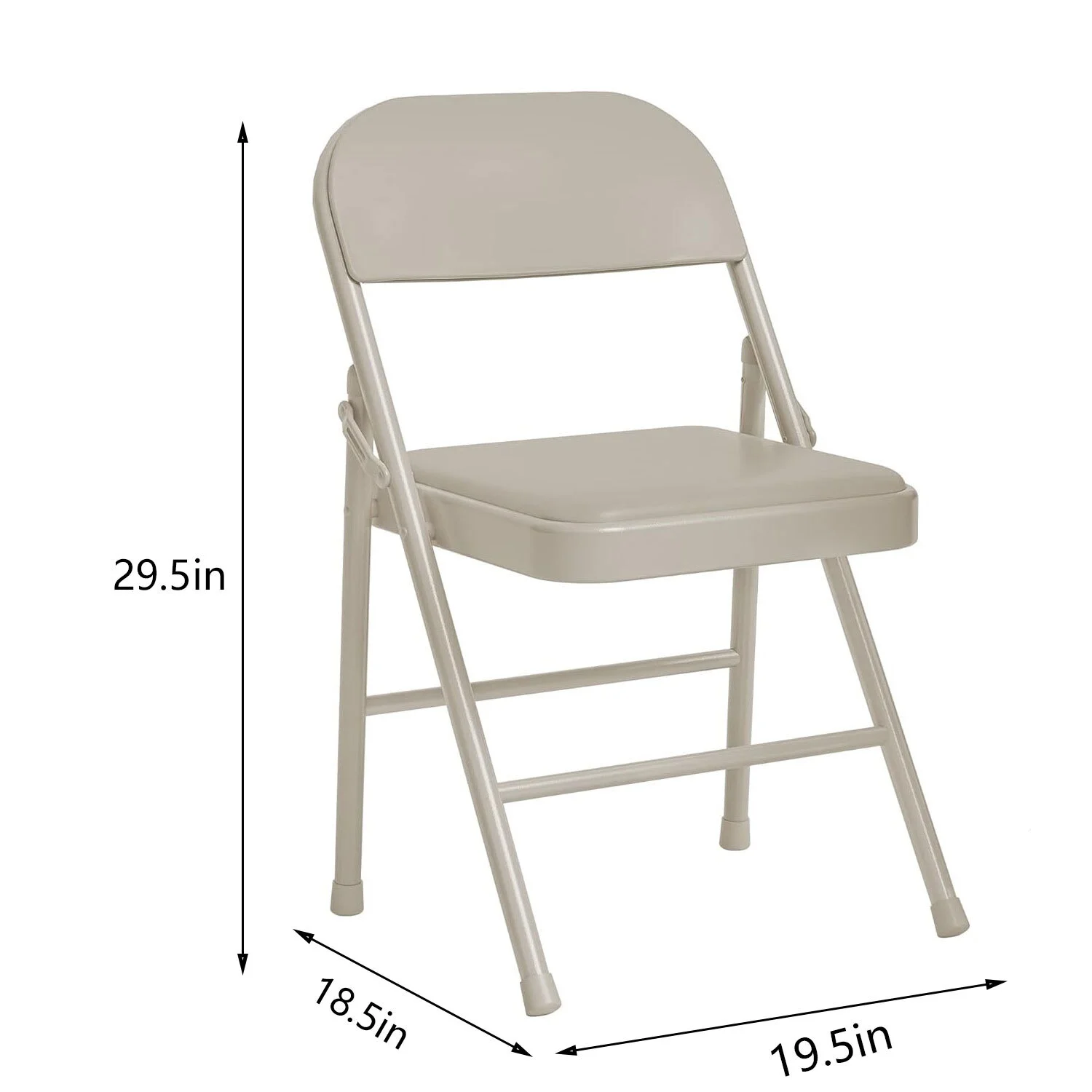 HOMEFAN Folding Chairs Set of 4, PU Upholstered Foldable Chairs with Metal Frame Hold Up to 350 Pounds for Dining Room, Living Room, Office, Beige