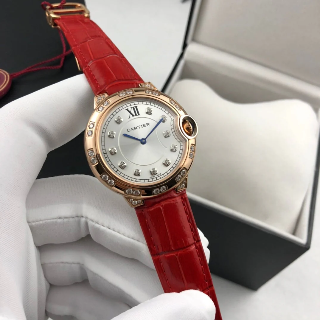 Cartier Watch BALLON BLEU 36MM ROSE GOLD CASE DIAMOND NUMERALS