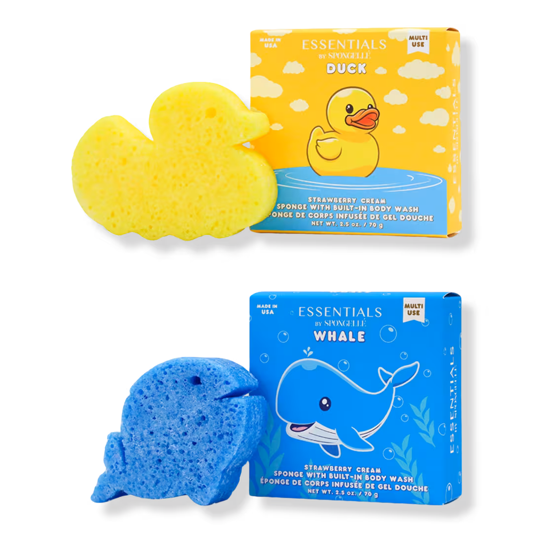 SPONGELLE  Water Pals Kids Body Buffer Bundle | Duck & Whale Body Wash Infused Buffers