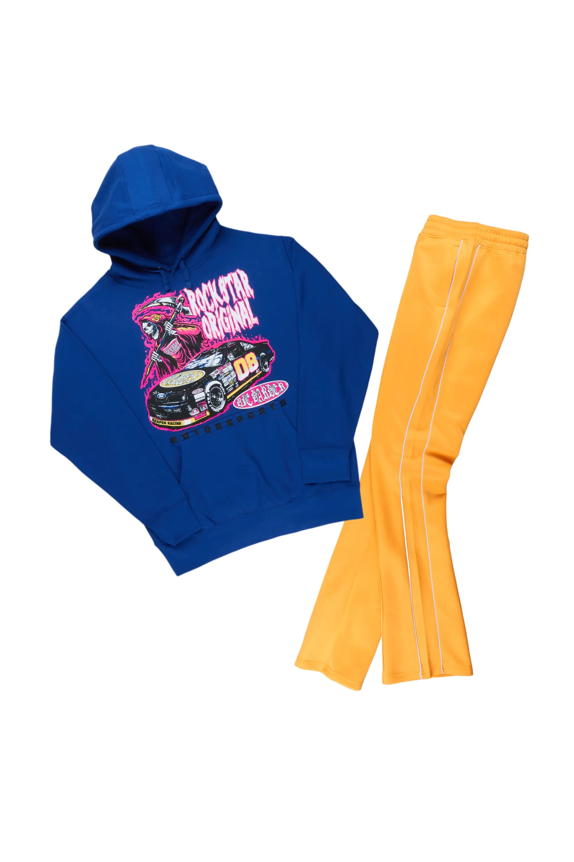 Daggor Blue/Yellow Hoodie/Track Pant Set