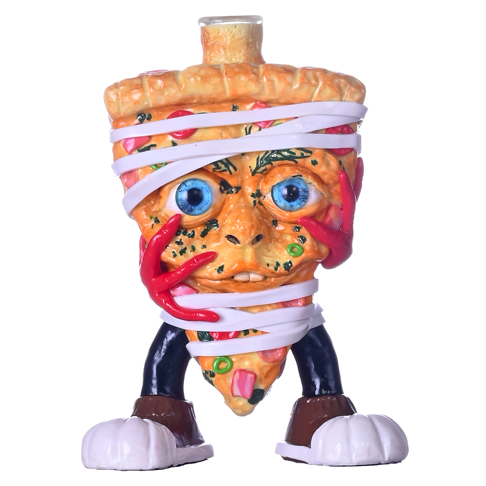 Random Pizza Slice mini dab rig 6.7-inch size chart cartoon glass