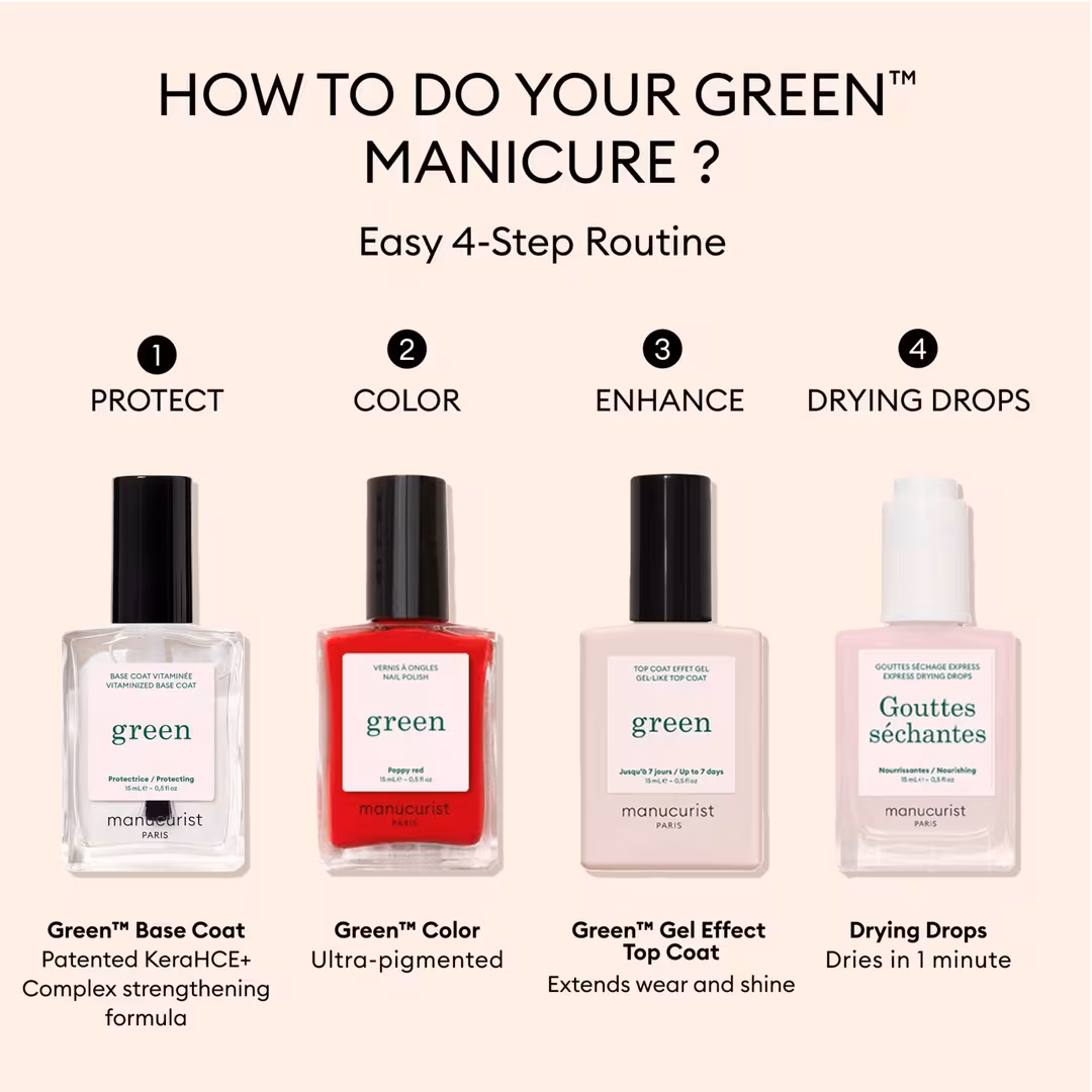 Manucurist  Green Non-Toxic Quick Dry Nail Polish Routine with Gel-Like Finish