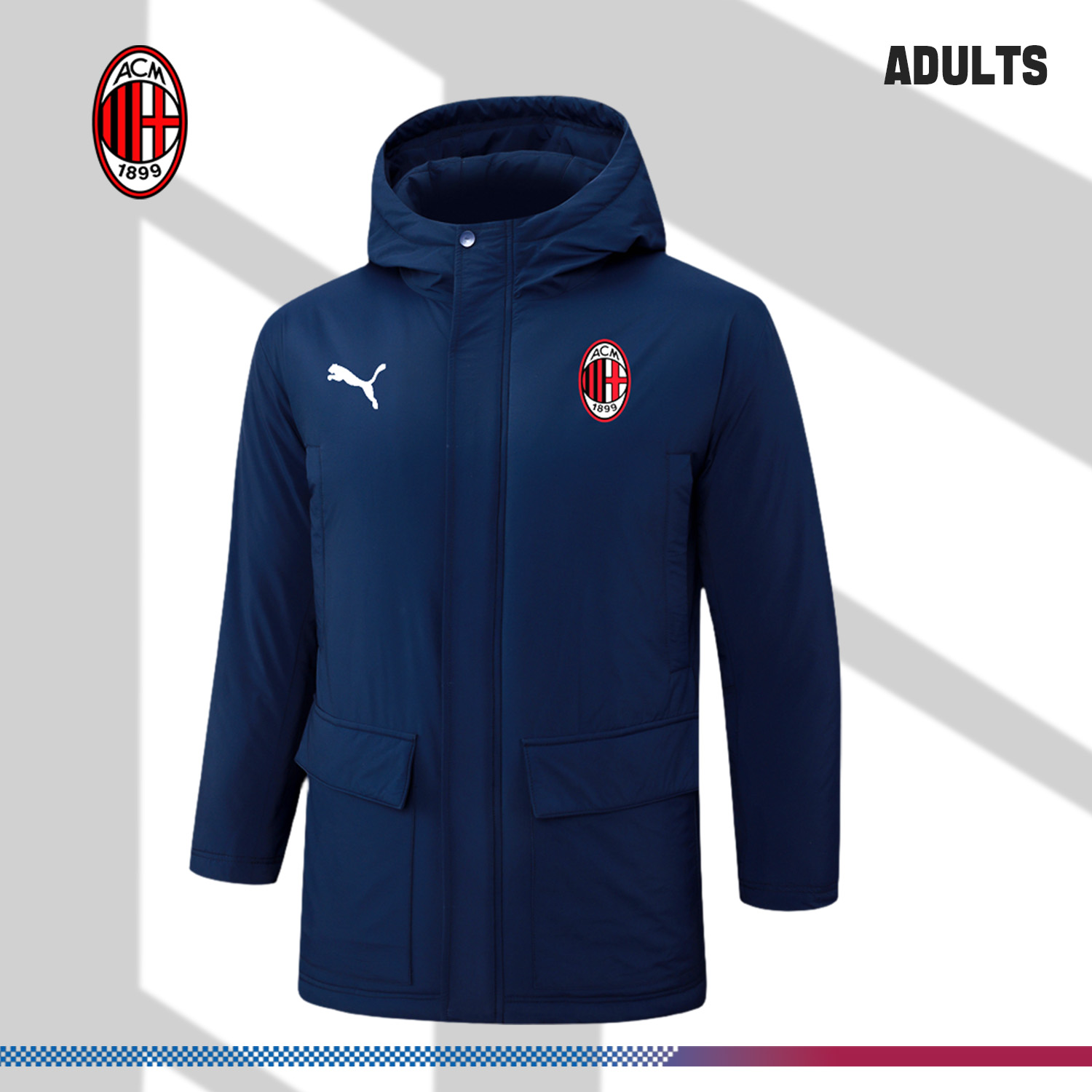 2024/2025 AC Milan Blue Adult Full Zip Training Suit (Long Cotton jacket)
