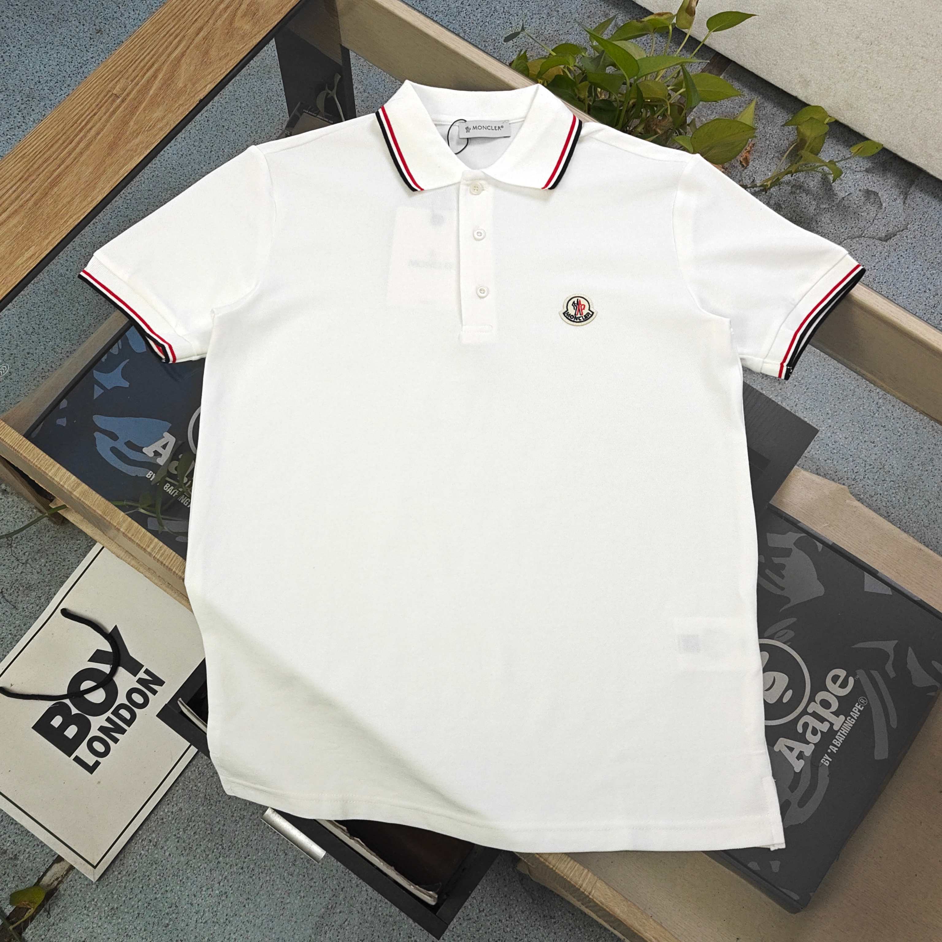 Moncler Double Striped Trim Polo Shirt