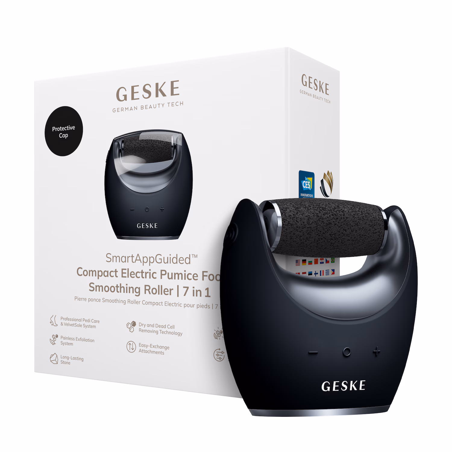 GESKE Compact Electric Pumice Foot Smoothing Roller | 7 in 1