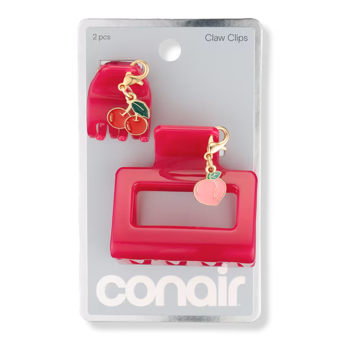 Conair Accessories  Berry Claw Clip Set with Peach & Cherry Charms