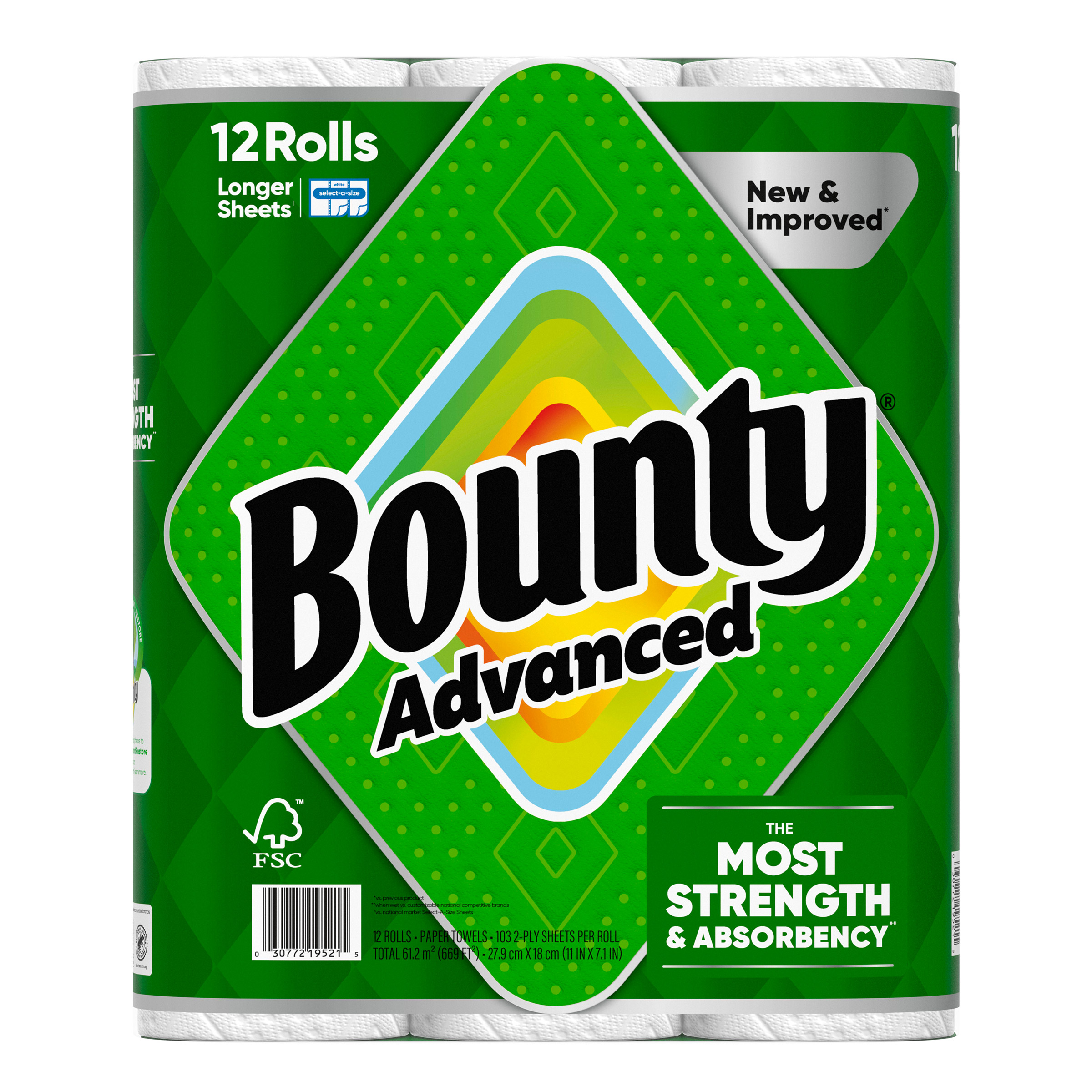Bounty Advanced Paper Towels, 2-Ply, 103 Sheets, 12-count