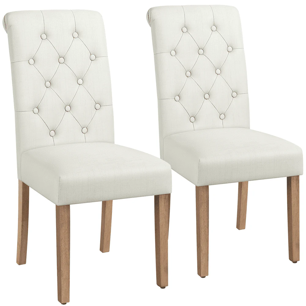 Yaheetech 2pcs Classic Fabric Upholstered Dining Chair, Beige