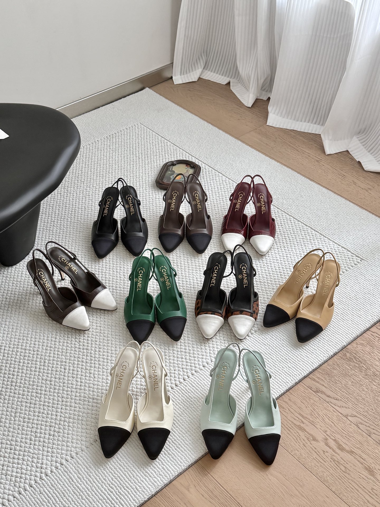 Chanel 2026 Two-Tone Goatskin Grosgrain Slingback Heels