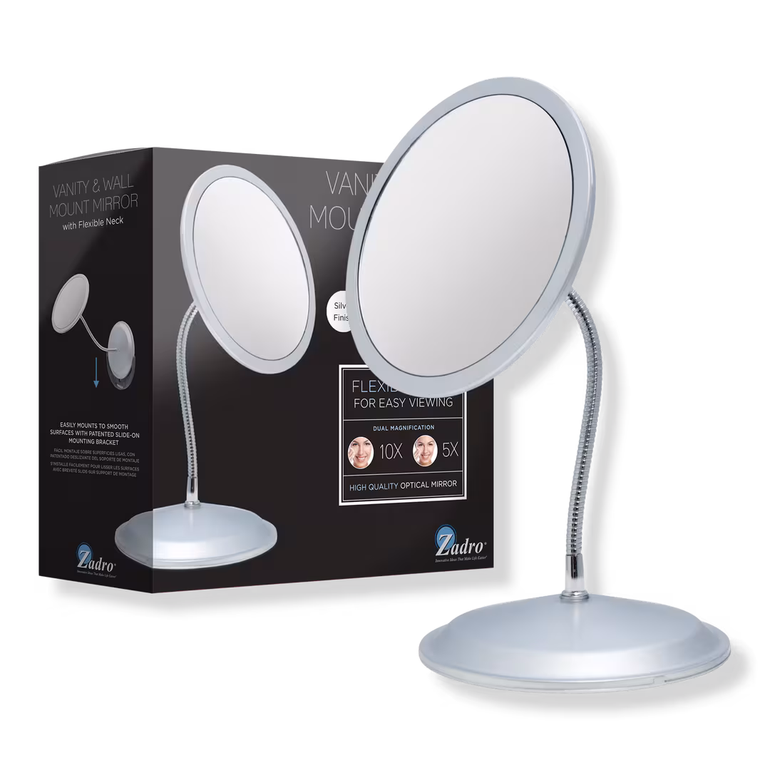 Zadro  Gooseneck Wall Mounted Makeup Mirror with 10X/5X