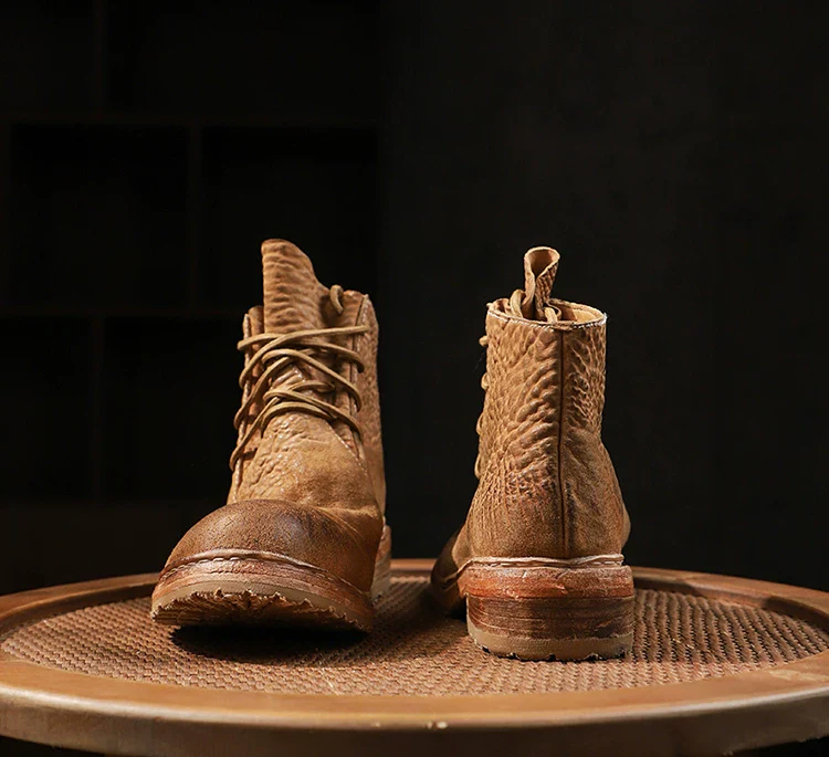 Italian shrinkage horse hip leather Martin boots