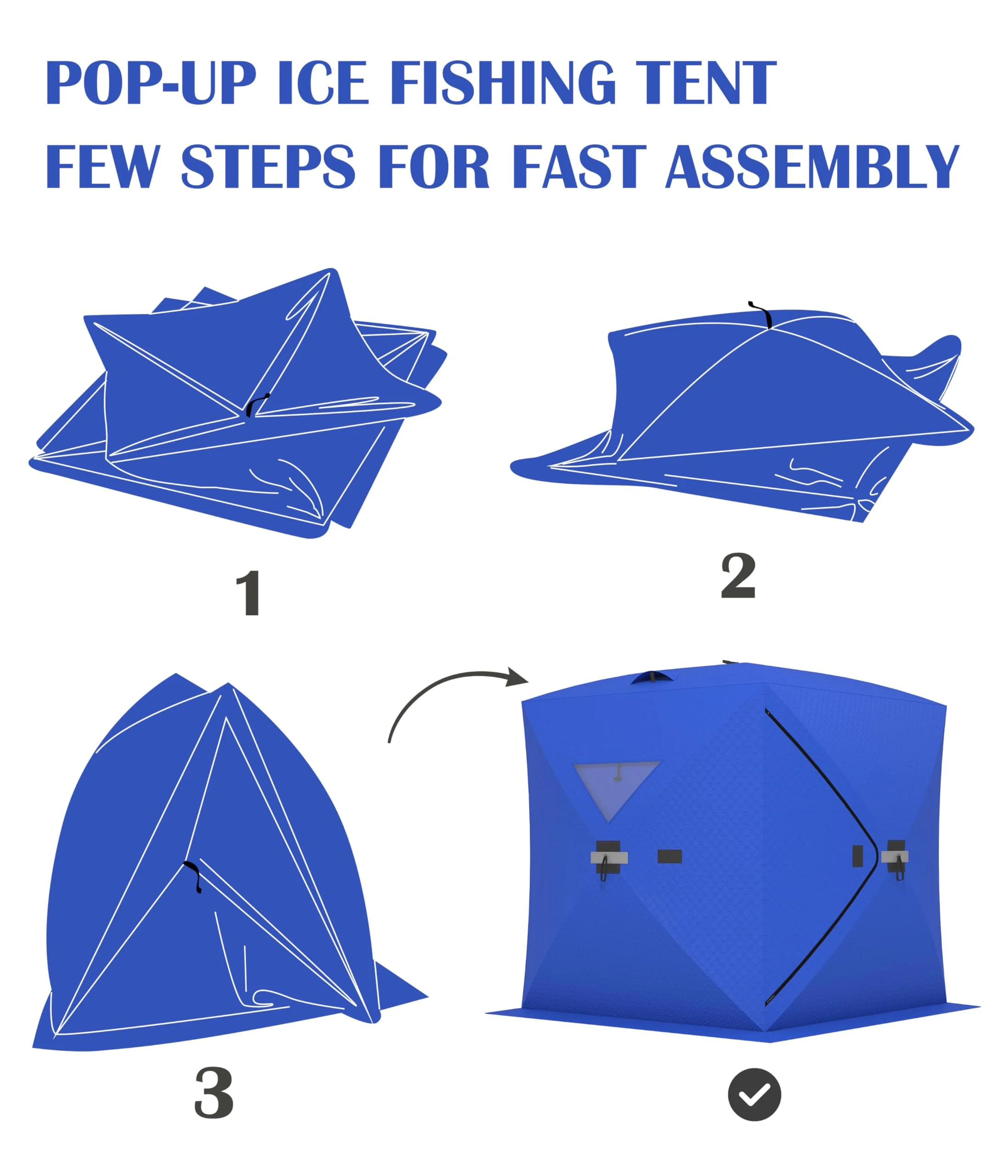 Portable Ice Fishing Tent - Spacious 3 to 4 Person Pop-Up Ice Shack,Thickening Warmth Retaining Design Pop-Up Portable Hub-Style Ice Fishing Shelter for Winter Fishing -  Durable and Weather Resistant