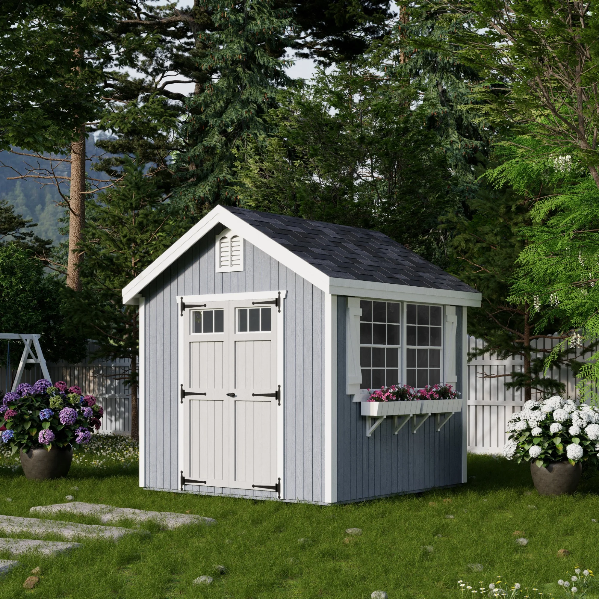 Little Cottage Co. 8x8 Colonial Williamsburg Shed with Operable Windows, Outdoor Wood Storage Do-It-Yourself Precut Kit
