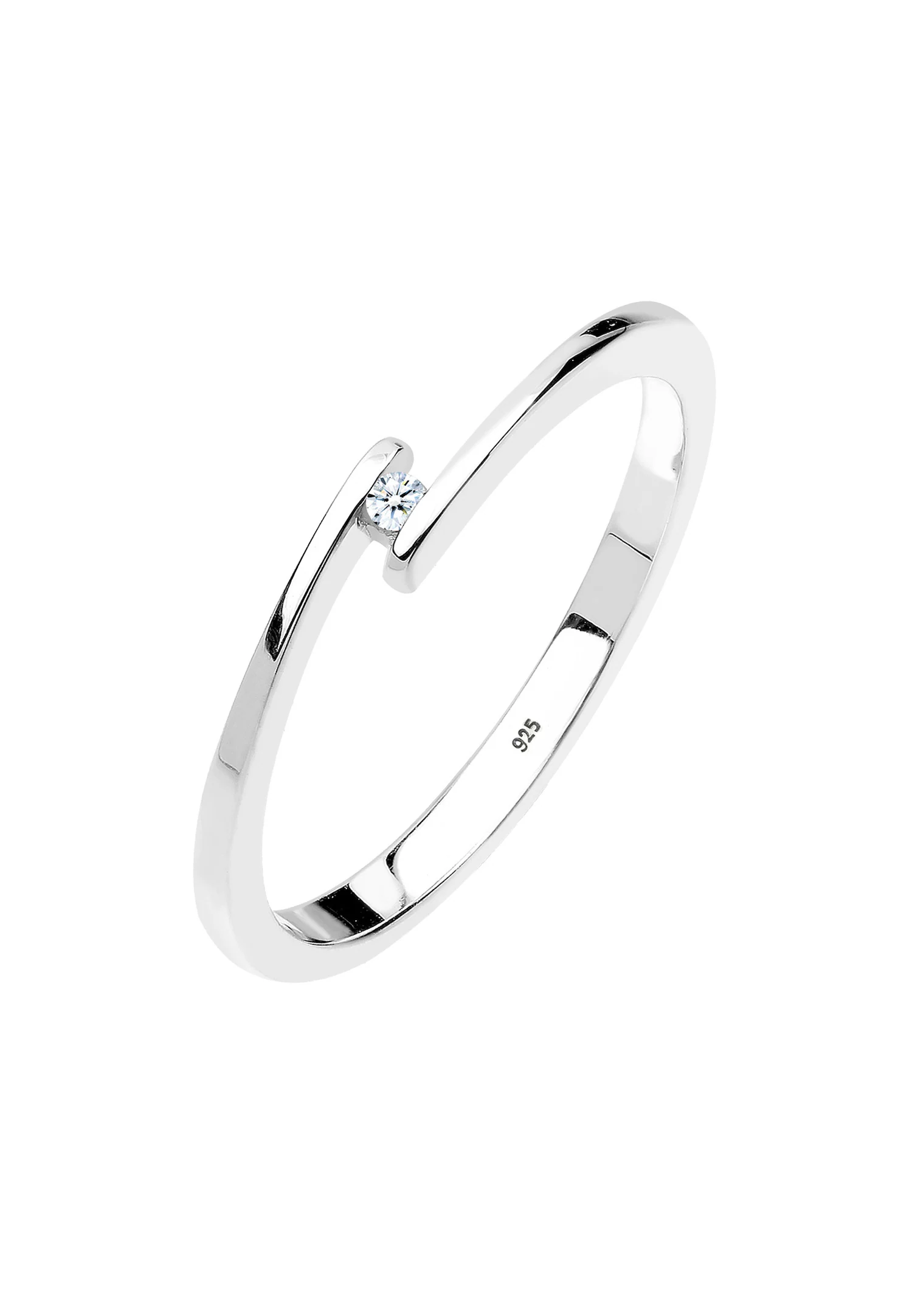 Verlobungsring Solitär Diamant 0.015 ct.925 Silber