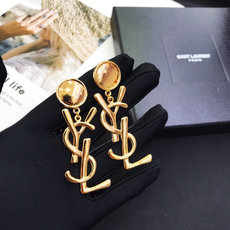 YSL Cassandre Monogram Drop Earrings