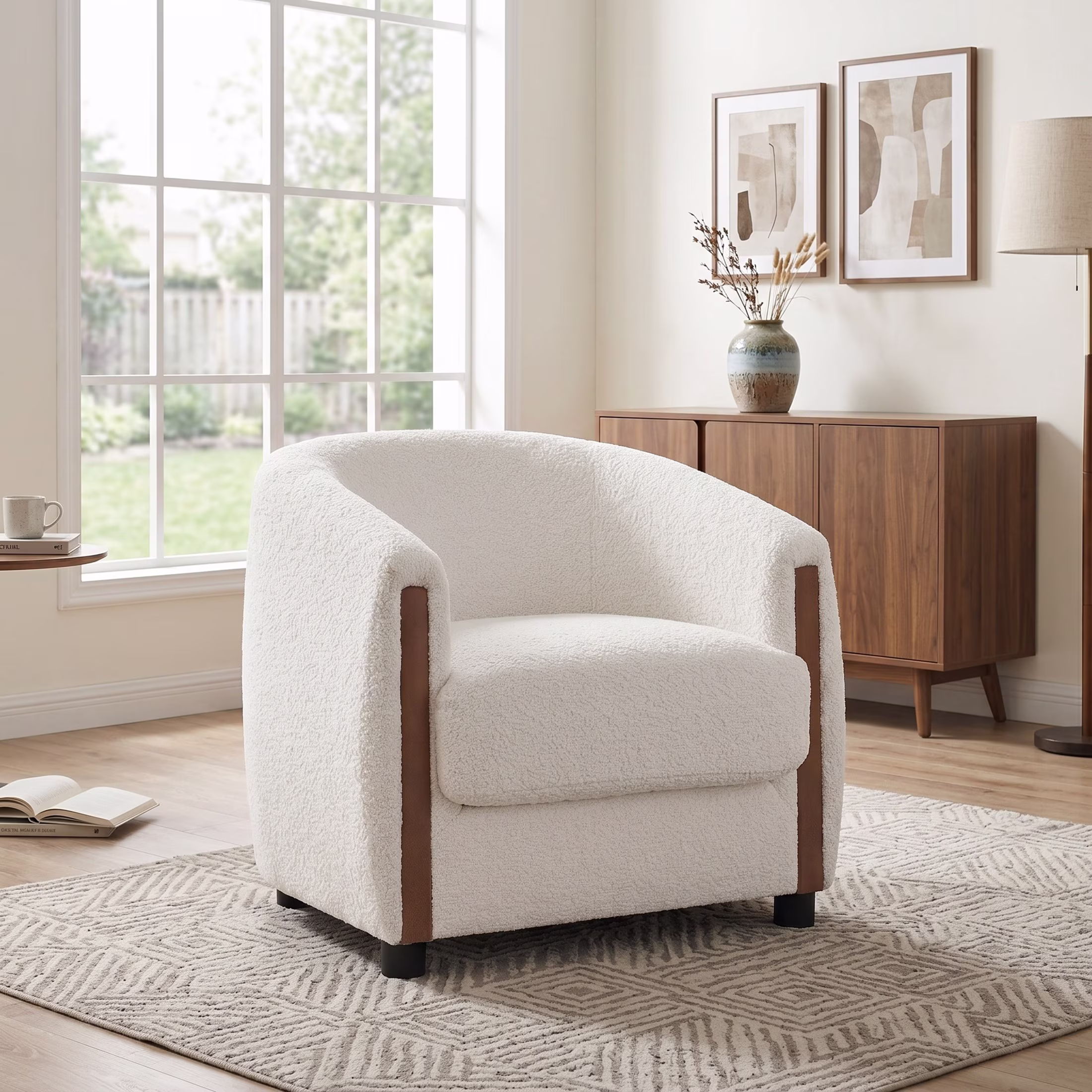 Christopher Knight Home Modern Curved Upholstered Barrel Accent Chair, Removable Cushion, Oatmeal