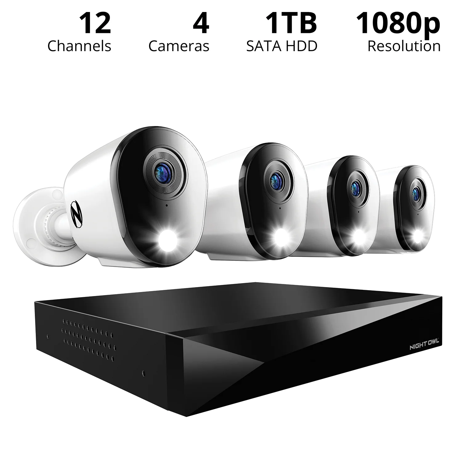 Night Owl? 2-Way Audio 12 Channel DVR Security System with 1TB Hard Drive and 4 Wired 1080p Deterrence Cameras