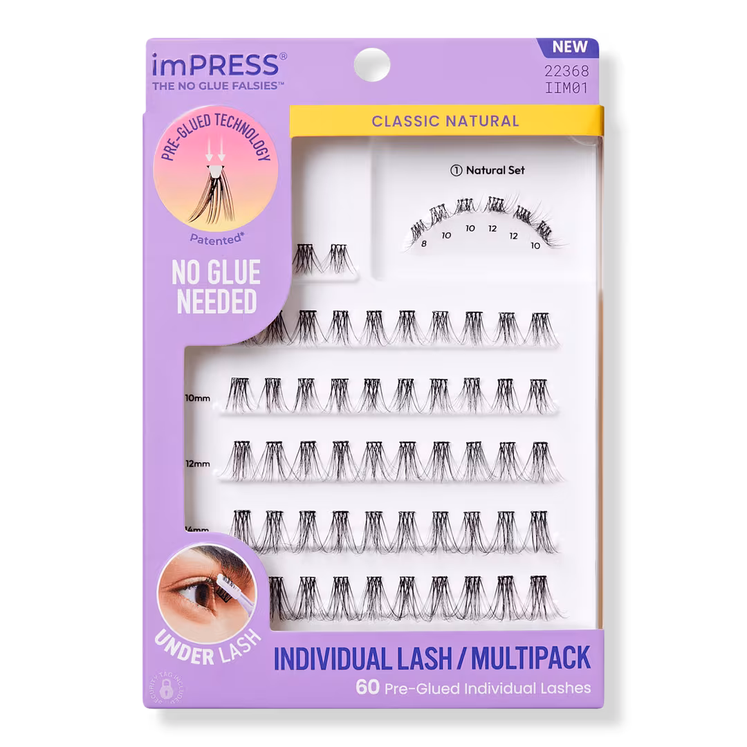 Kiss  Impress Individual Pre-Glued Lash Clusters Multipack, Classic Natural