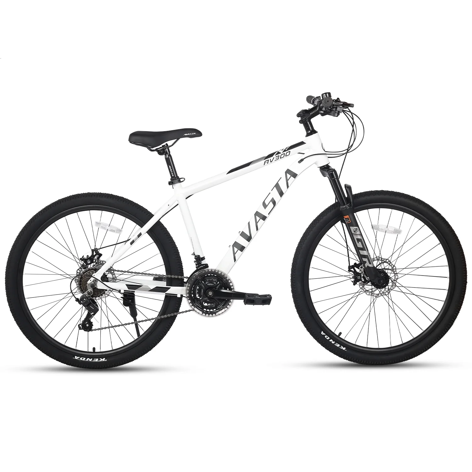AVASTA AV300 27.5 inch Mountain Bike with 21-Speed，Aluminum Frame, Dual Disc Brake, Comfortable Saddle,White