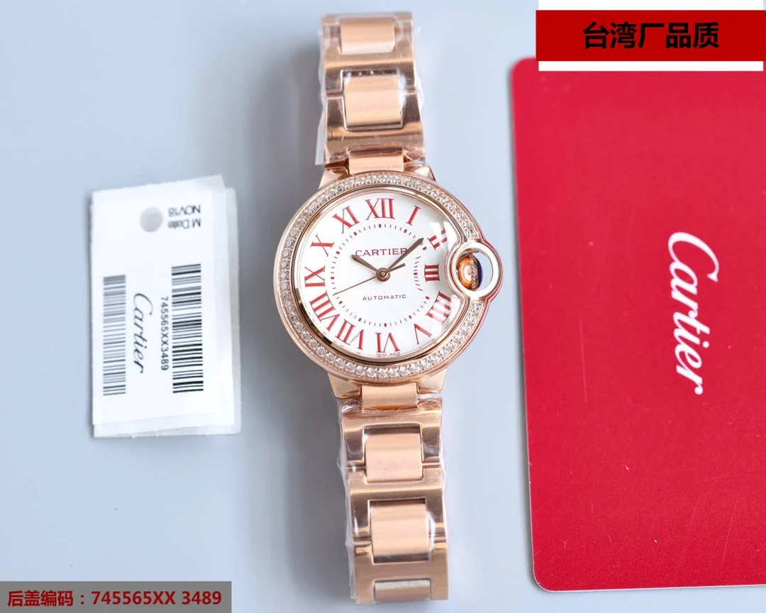 Cartier Watch BALLON BLEU 33MM ROSE GOLD DIAMOND BEZEL