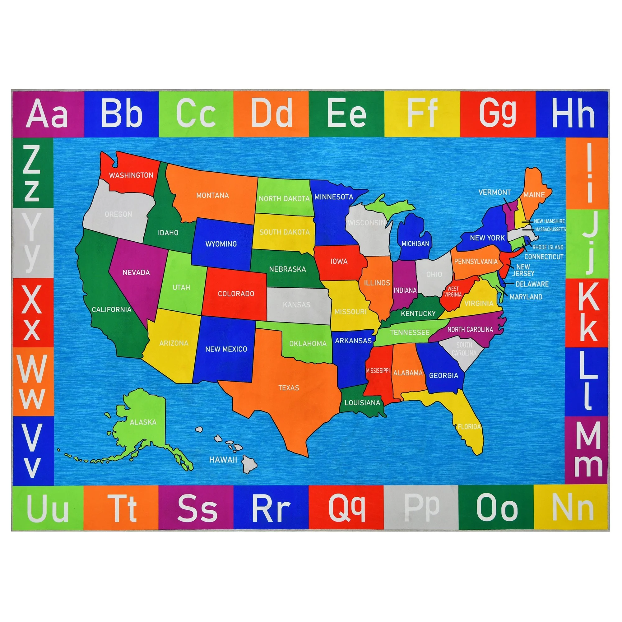 HR Premium Non-Slip USA Alphabet Area Rug for Kids - Educational ABC Design, High-Traction Safety, and Durable Materials