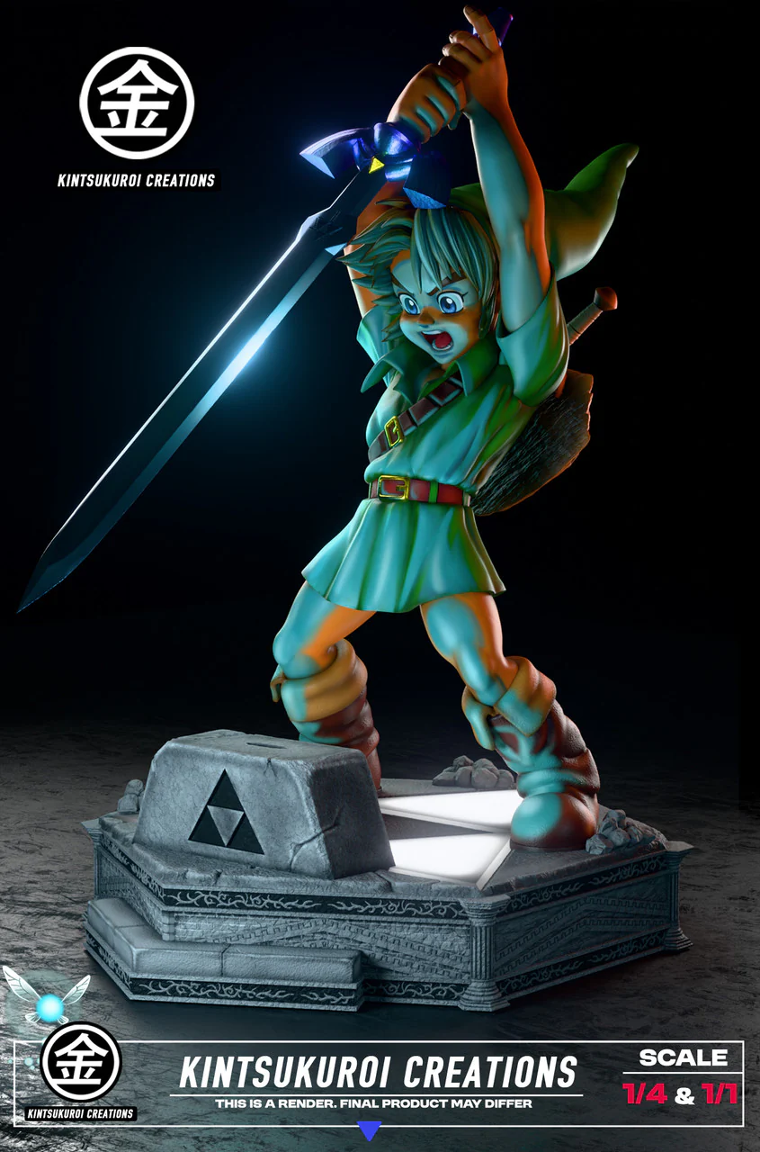 The Legend of Zelda - Young LINK Pulling Master Sword | 1:1/1:4 Resin Statue | by Kintsukuroi Creations