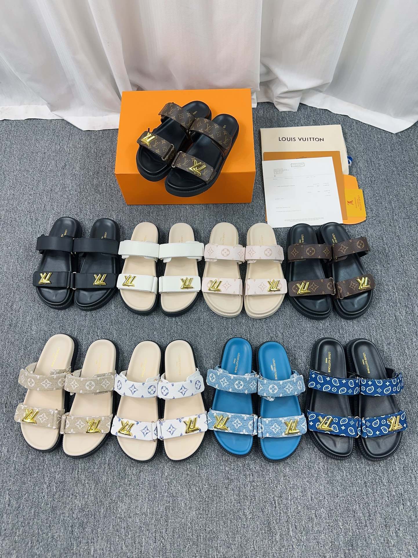 LV Sunset Flat Backless Comfort Sandals in Monogram