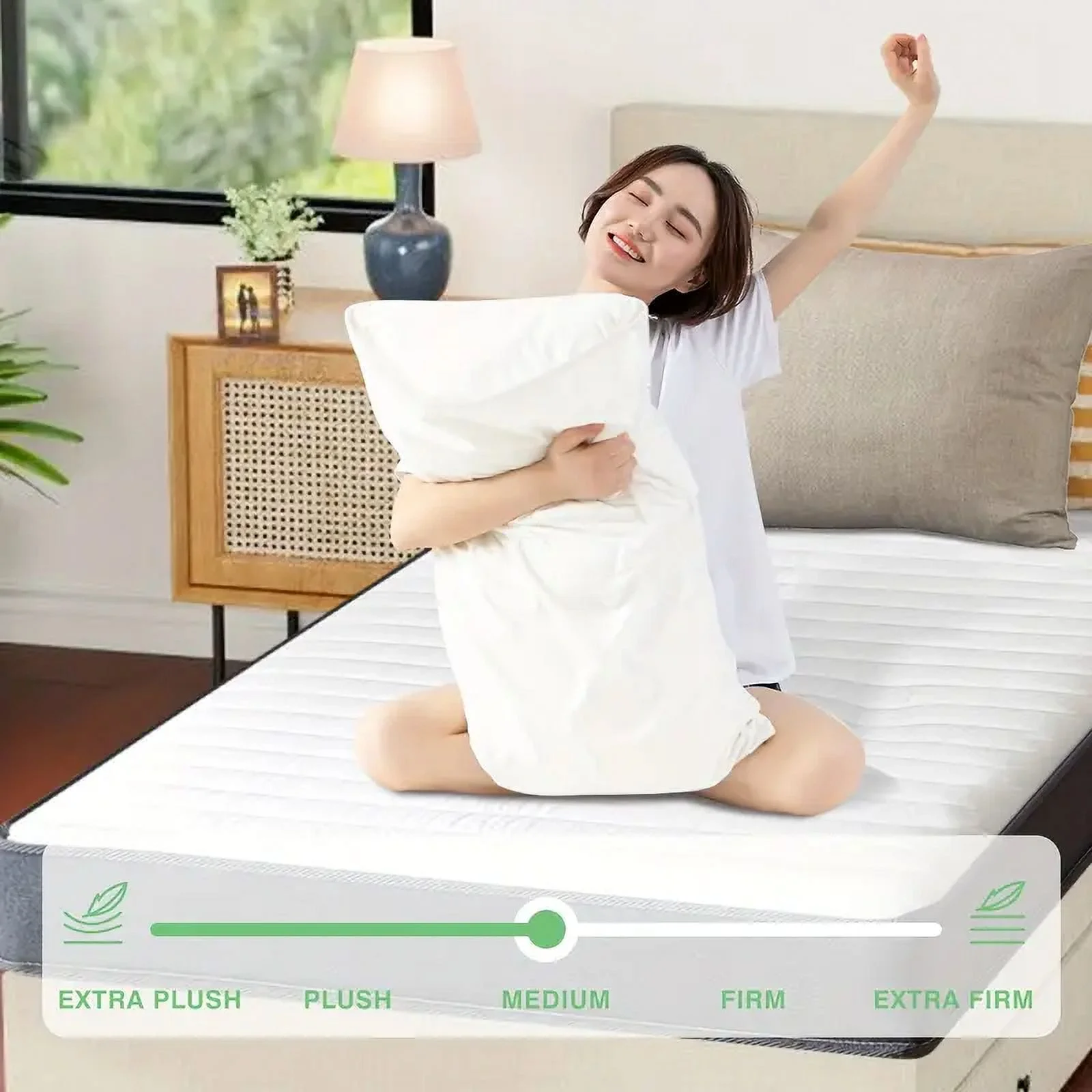 6 Inch Twin Mattress, Foam and Spring Hybrid Mattress in a Box, Medium Soft, Breathable Fabric & Adaptive Support, CertiPUR-US Certified, Twin Size Mattress in Guest and Kids Bedroom