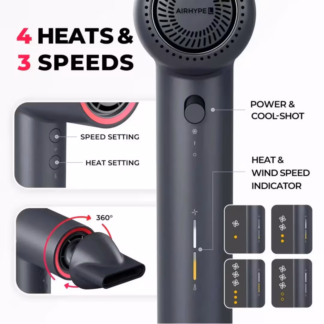 TYMO Beauty  Airhype Lite High-Speed Hair Dryer with 1 Nozzle