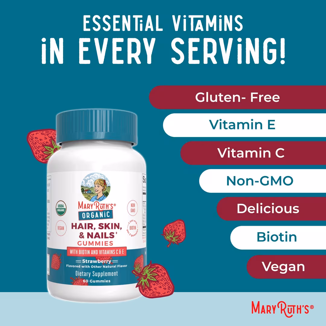 MaryRuth's  Organic Hair Skin & Nails Gummies Strawberry