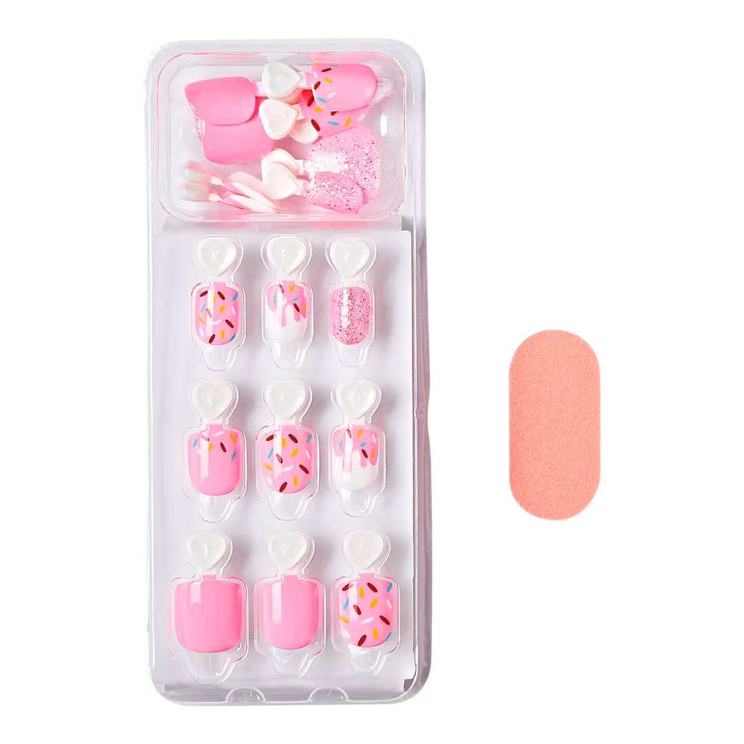 Kiss  Impress Mini Squoval Press On Nails for Kids, Super Duper