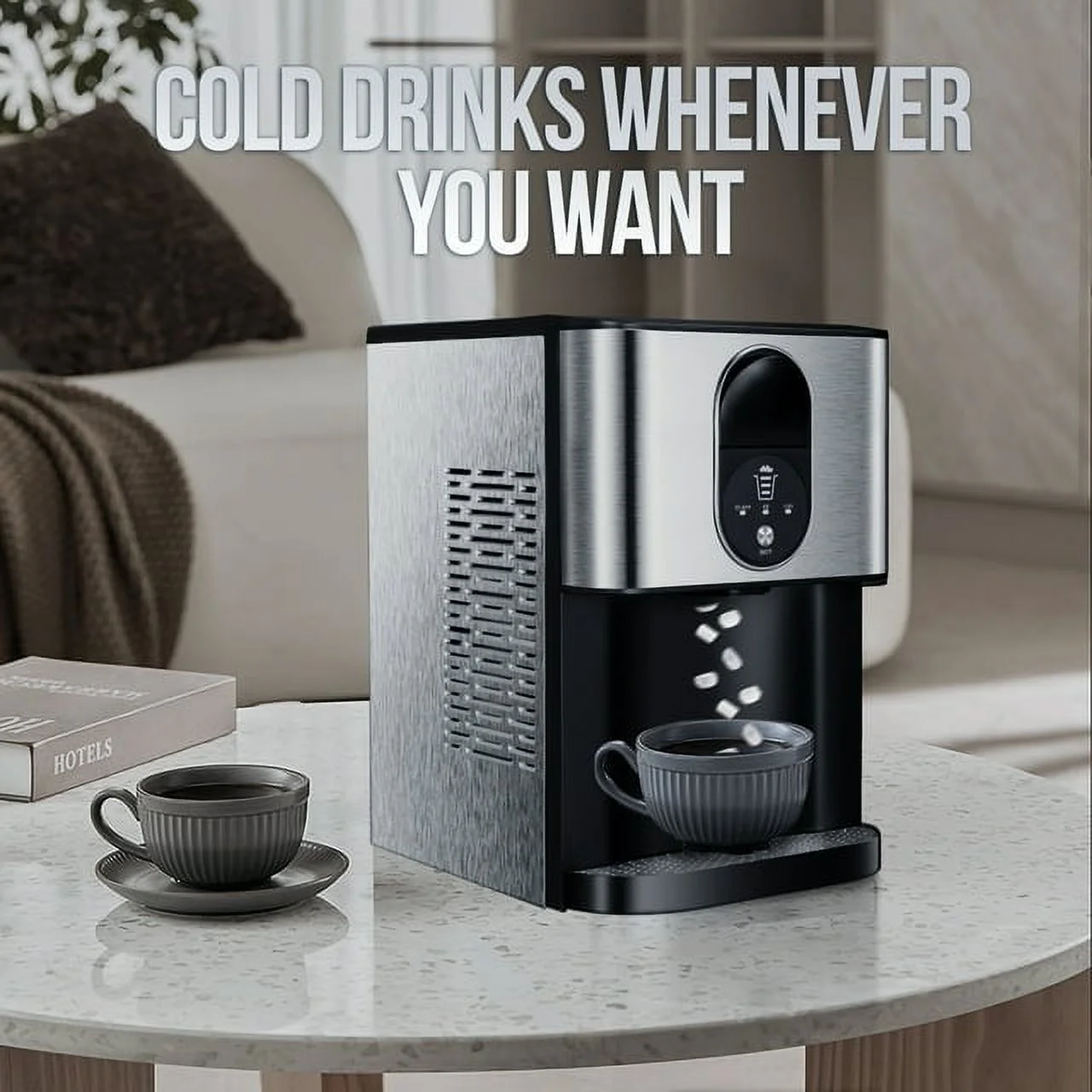 Auseo Soft Chewable Nugget Ice Maker Countertop, 44lbs /24H, Self-Cleaning, One-Button Operation, Home/Kitchen/Office/Party, Silver