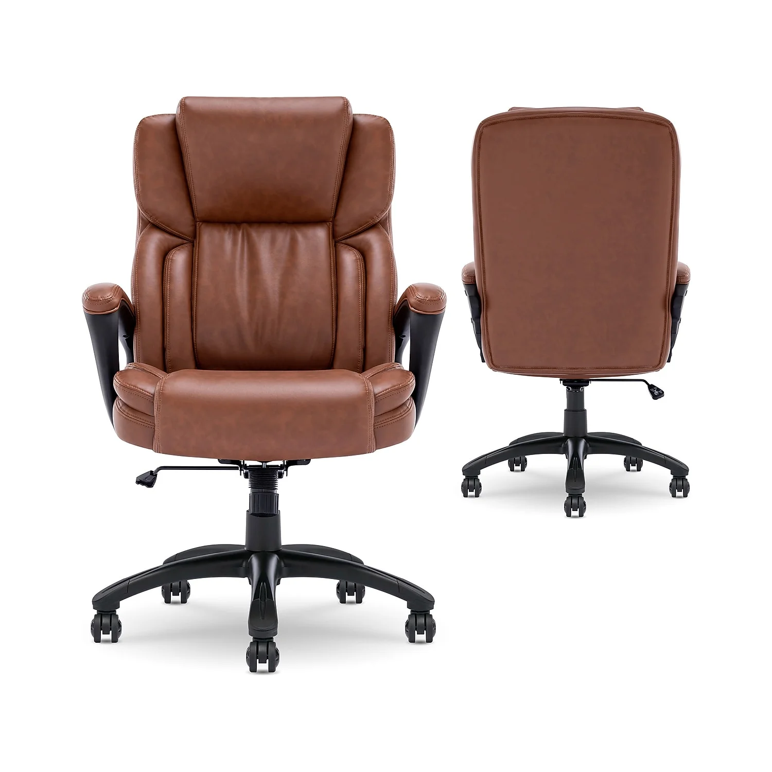 Serta Garret Executive Office Chair Cognac Bonded Leather