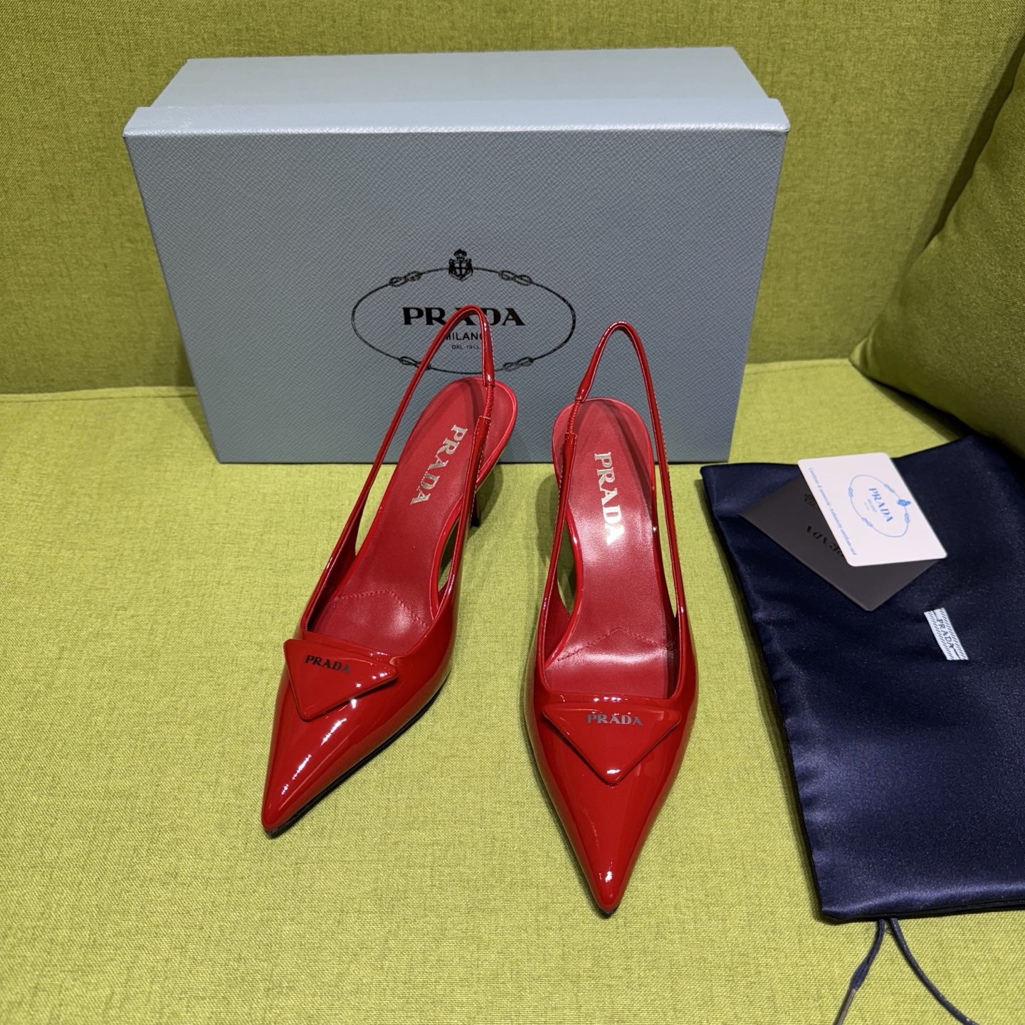 Prada Patent Leather Slingback Heeled Pumps