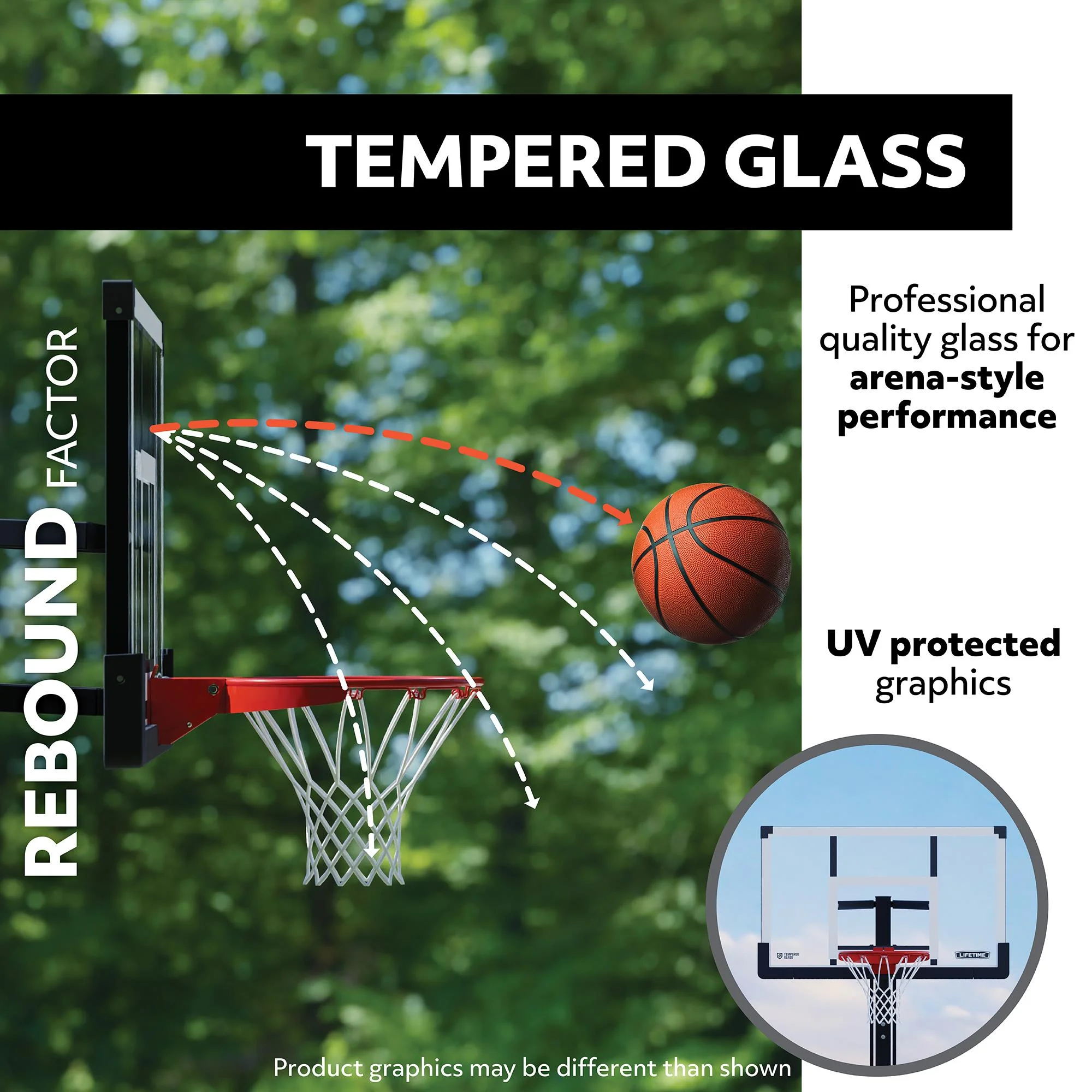 Lifetime 54-Inch Tempered Glass Bolt Down Basketball Hoop with Crank Adjustment & Ultra Rim – Model 90568-Outdoor Play