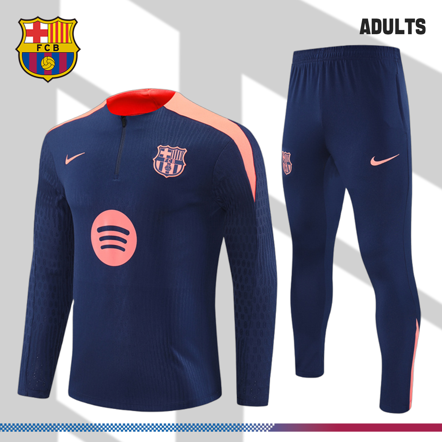 2024/2025 Barcelona Royal Blue Half Zip Tracksuit (Adult Kit)