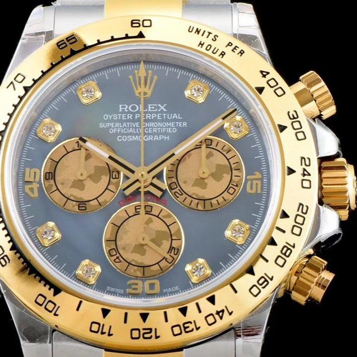 Rolex Watch DAYTONA GOLD STEEL CUSTOM MOP DIAL DIAMOND NUMERALS