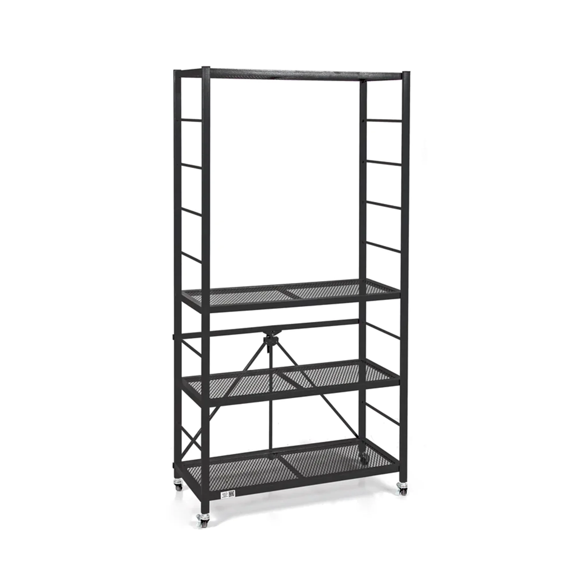 Origami 3 Pack Folding Steel Storage Rack, Adjustable Shelves, R2, Black
