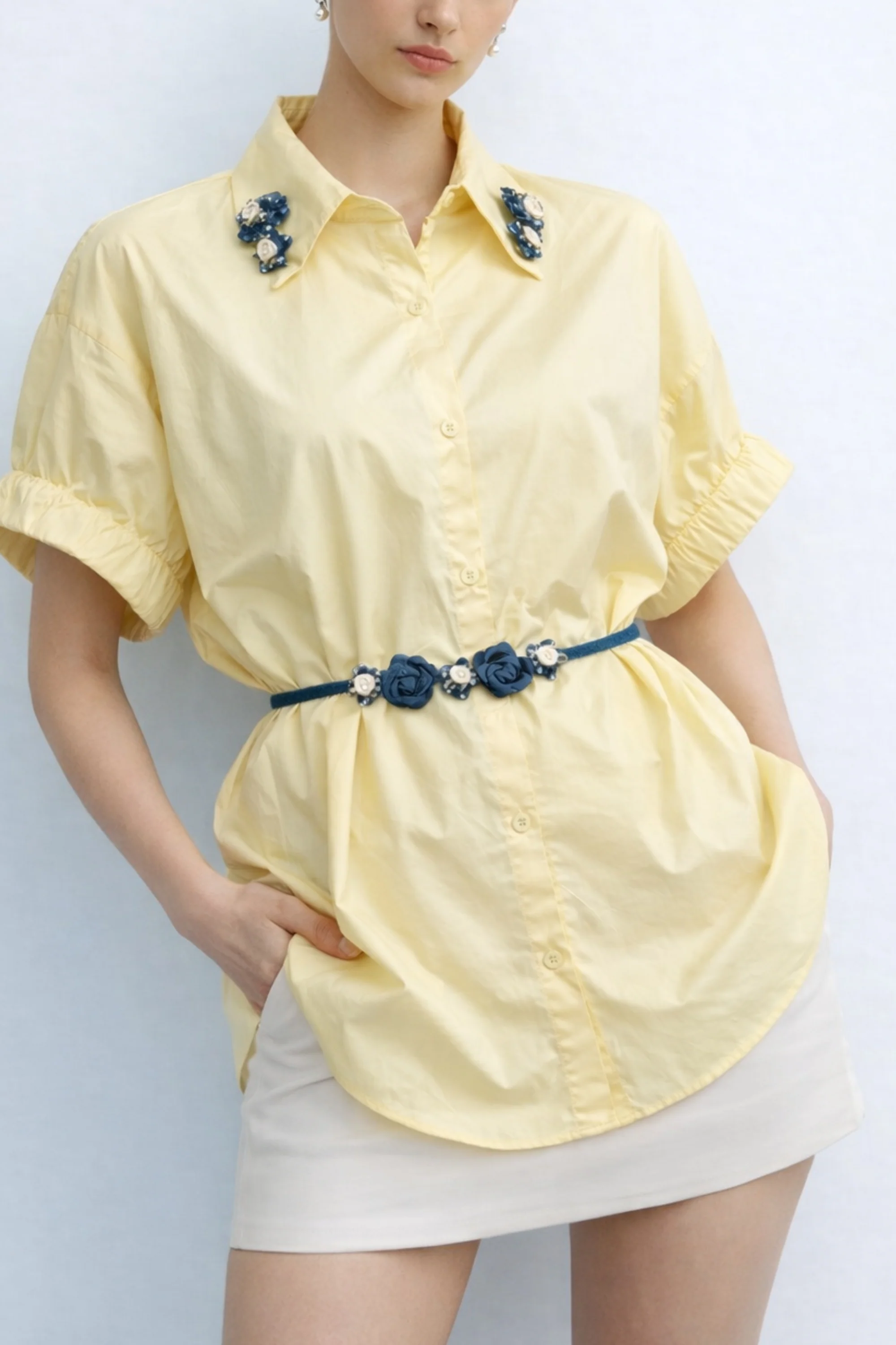 Lemon Rose Collar Shirt