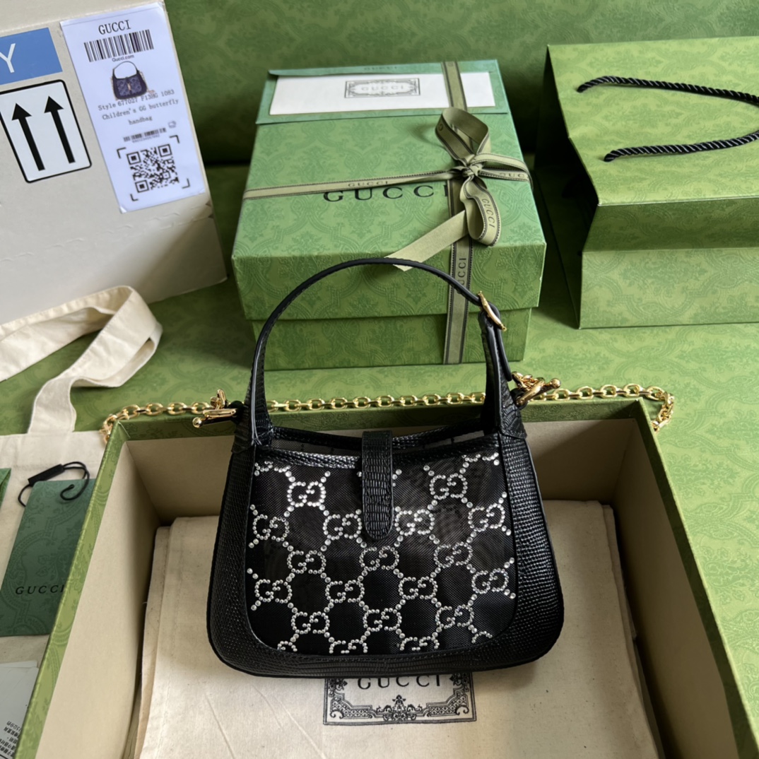Gucci Jackie 1961 mini crystal GG lizard bag 677027